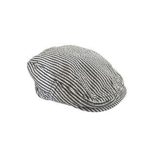 Target Gray Striped Seersucker Gatsby Cabbie Flat‎ Cap Hat 19" M 6-12 Months
